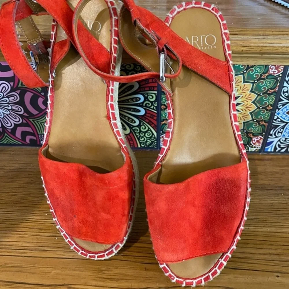 SARTO from NORDSTROM red espadrille platforms❣️EUC